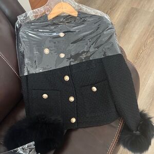 Elegant Black Women's Jacket with Gold Buttons